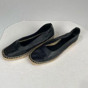 Everlane Womens, Shoes black leather and jute espadrille size 8 black.